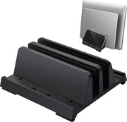 Stand per laptop verticale, standard ABS per laptop, 3-in-1 standard per laptop per risparmiare spazio con 2 slot, per laptop fino a 17,3 pollici (nero)