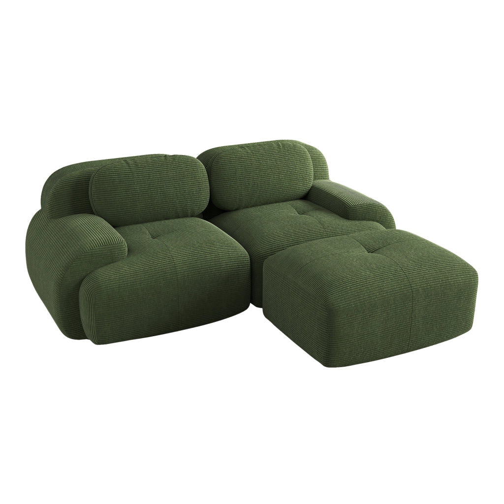 Divano Angolare Modulare in Tessuto ¨C MINIMAL ¨C Verde, Braccioli Curvi, Morbido