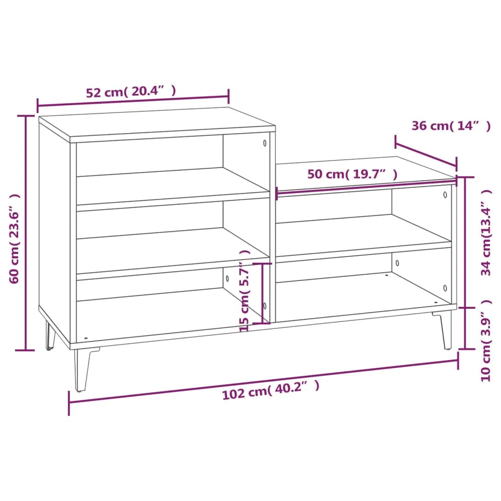 Scarpiera mobile contenitore per scarpe mobile per ingresso/corridoio/soggiorno 102 x 36 x 60 cm legno ingegnerizzato marrone 02_0021544