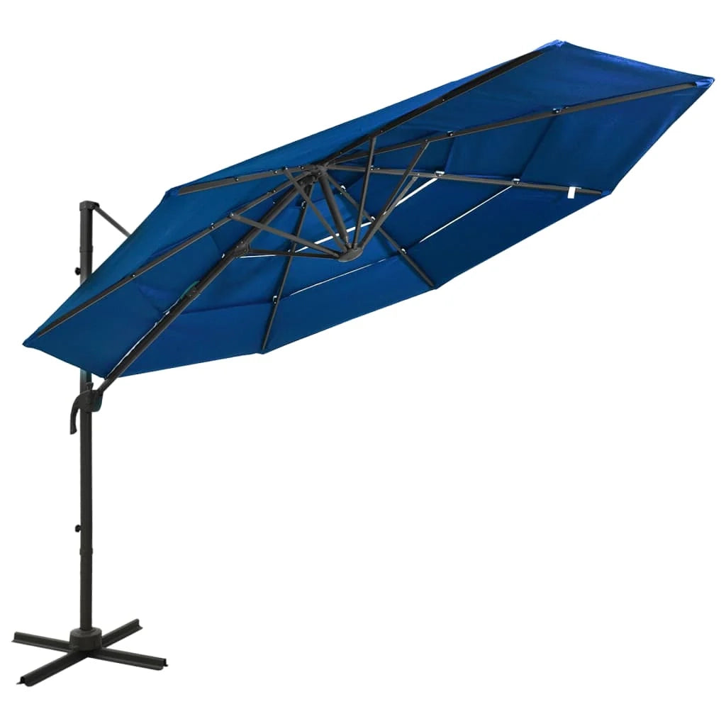 Ombrellone a quattro livelli con palo in alluminio 3 x 3 m blu 02_0008787