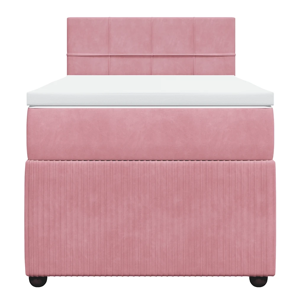Giroletto a Molle con Materasso Rosa 90x200 cm in Velluto