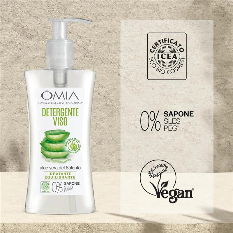OMIA GEL DETERGENTE VISO ECO BIO ALOE VERA DEL SALENTO STRUCCANTE IDRATANTE PER PELLI NORMALI E MISTE 200 ML