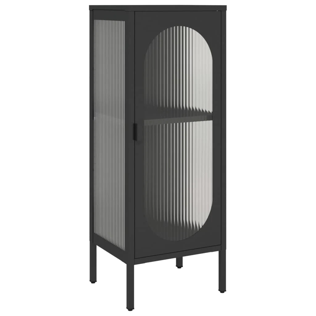 Buffet credenza cassettiera armadio mobile contenitore organizer per cucina soggiorno salotto 40 x 35 x 105 cm vetro e acciaio nero 02_0035930