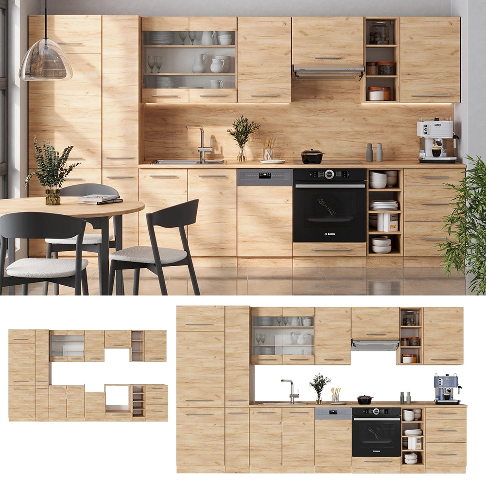 Cucina componibile Fame-Line Rovere dorato/Rovere dorato 355 cm, PL Rovere Vicco