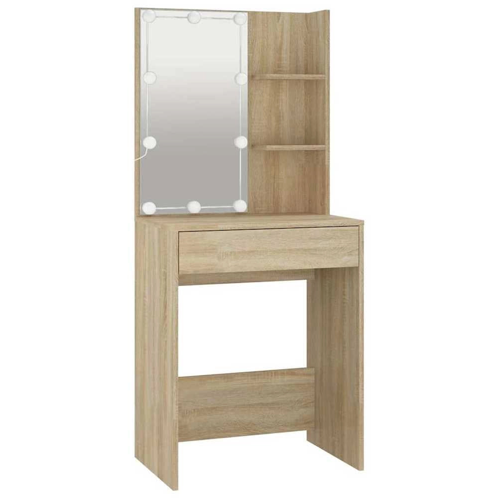 Dressing Table With LED Lighting, Sonoma Oak, 60x40x140 Cm