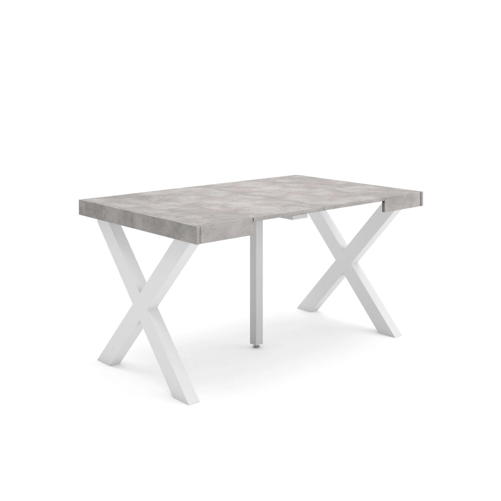 Consolle allungabile, 58 fino 140x90x73cm, Per 6 persone, Gambe in legno, grigio cemento RF2721