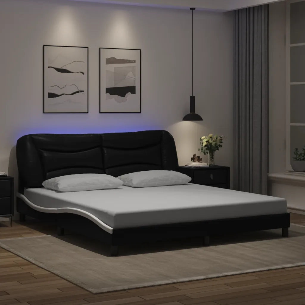 Giroletto con LED senza Materasso Hvar Nero e Bianco 180x200 cm 3213953