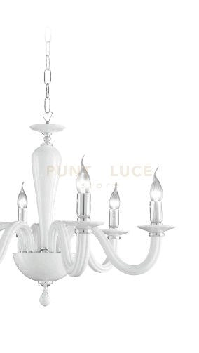 LAMPADARIO RAVEL 12 LUCI ATTACCO E14 BIANCO E CROMO D.82CM