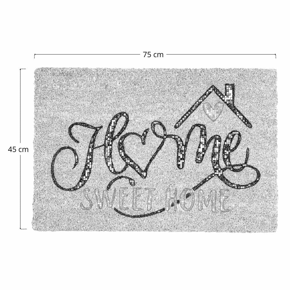 Zerbino rettangolare in fibra di cocco scritta Sweet Home 45x75 cm per ingresso