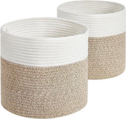 Set di conservazione giocattoli in cotone da 2 - cassetti per camera da letto e salotto - 28 (L) x 28 (P) cm - bianco/marrone