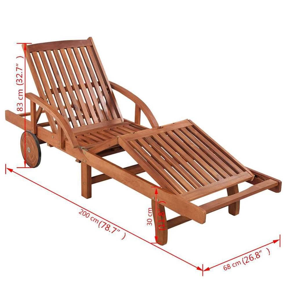 Sun Lounger With Table, Solid Acacia Wood