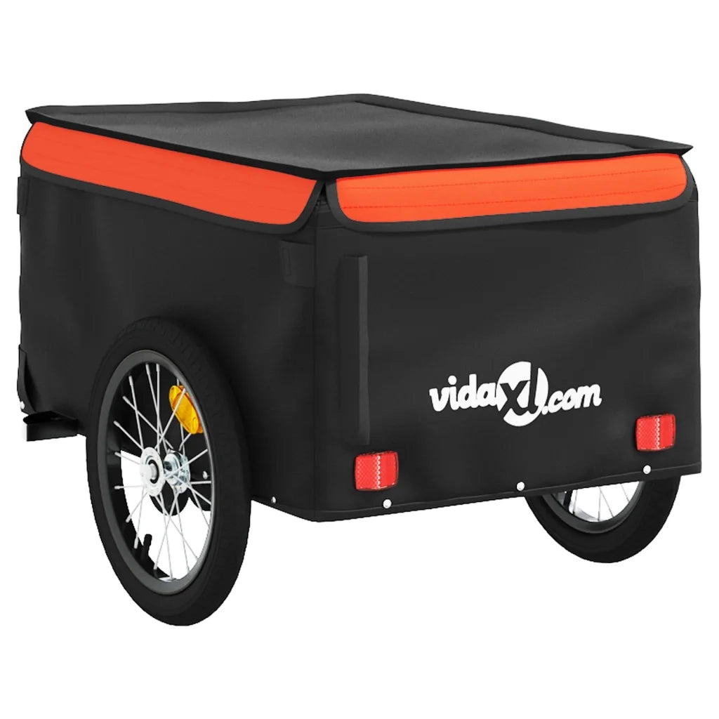 Rimorchio da Bici Nero e Arancione 45 kg in Ferro 94103