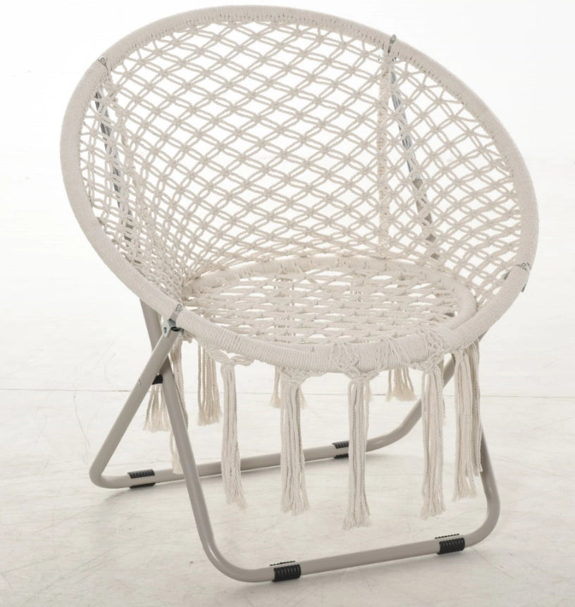 Poltrona a dondolo da giardino ¨C Minimal ¨C beige, cotone, poliestere, 80x80x100