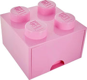 Cassetto di Archiviazione in Plastica - Mattoncino Lego 4 Cassetto - Viola Pallido - 25 x 25 x 18 Cm - 1.0 Pezzo