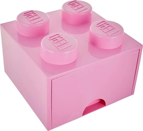Cassetto di Archiviazione in Plastica - Mattoncino Lego 4 Cassetto - Viola Pallido - 25 x 25 x 18 Cm - 1.0 Pezzo