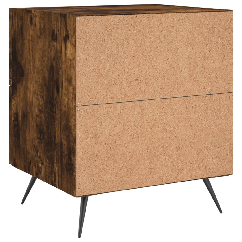 Set di 2 Comodini | Armadio da Notte | Mobiletto da notte Rovere Fumo 40x35x47,5 cm in Legno Multistrato