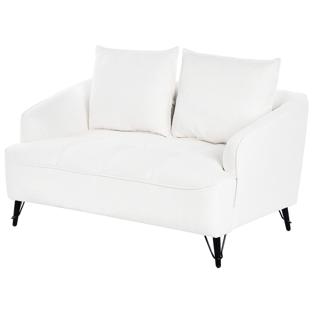 Set di divani a 2 + 3 posti con struttura in legno Boucle bianco Soggiorno