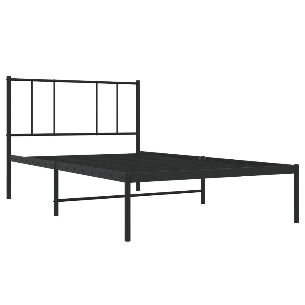 Letto singolo | Letto per adulti | Giroletto con Testiera Metallo Nero 100x200 cm