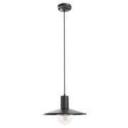 Lampada da esterno a sospensione in alluminio nero, finitura opaca, paralume sintetico, stile moderno