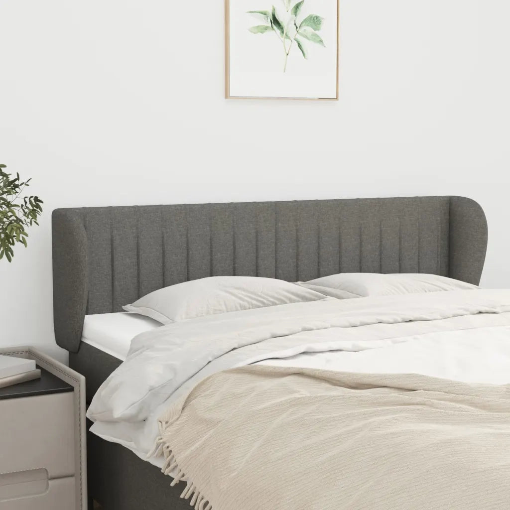 Testiera ad Orecchio-Testata con Orecchie Grigio Scuro 147x23x78/88 cm in Tessuto 301140
