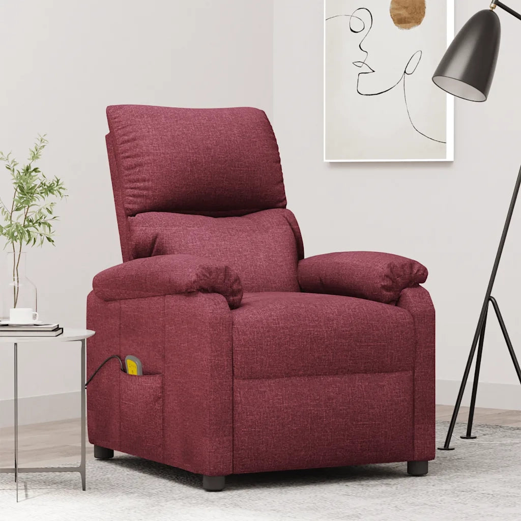 Poltrona Massaggiante Reclinabile Rosso Vino in Tessuto cod mxl 31854
