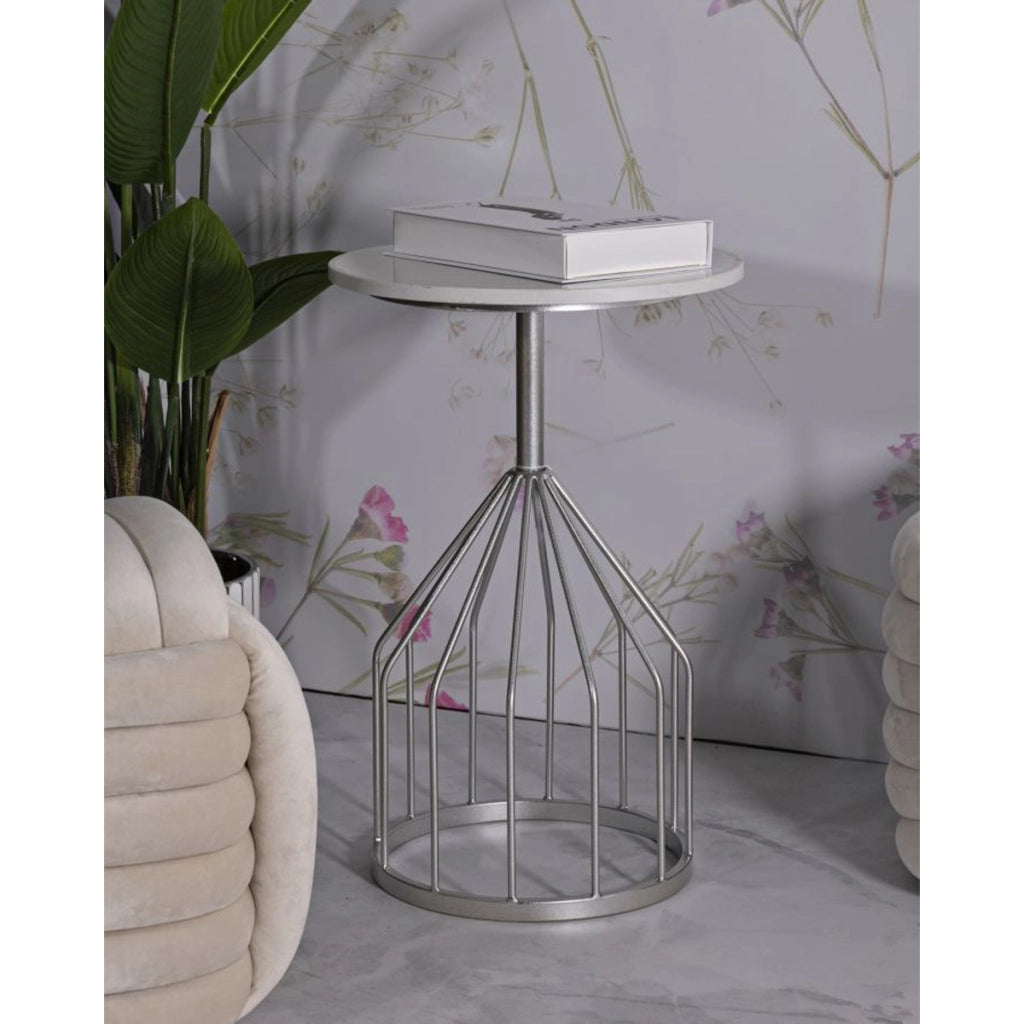 Tavolino VKH532, Argento, Marmo, 37,5x37,5x58 cm