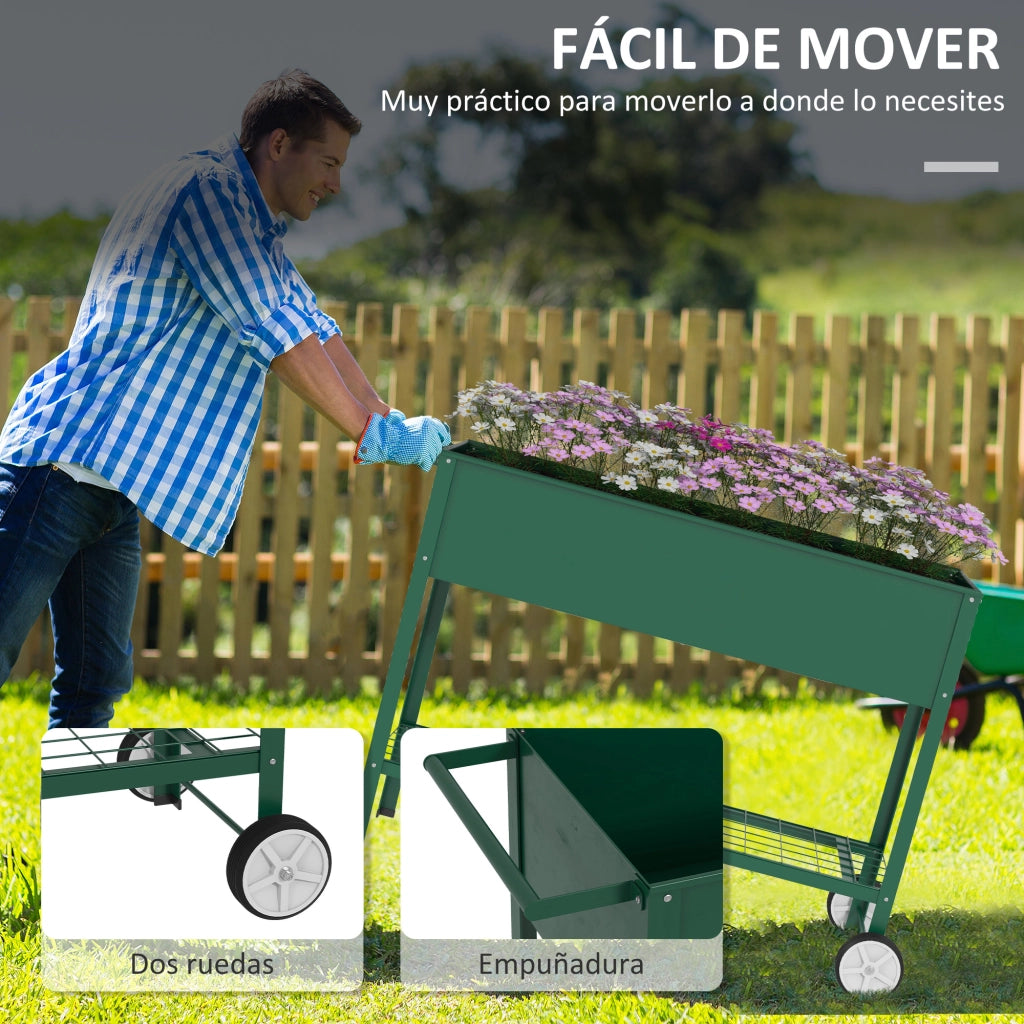 Huerto Urbano Elevado ¨C Zephmum ¨C Verde con 2 Ruedas 109x44x80 cm