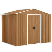 CASETTA DA GIARDINO IN LAMIERA DI ACCIAIO CON PORTE SCORREVOLI, 236X174X190CM, MARRONE
