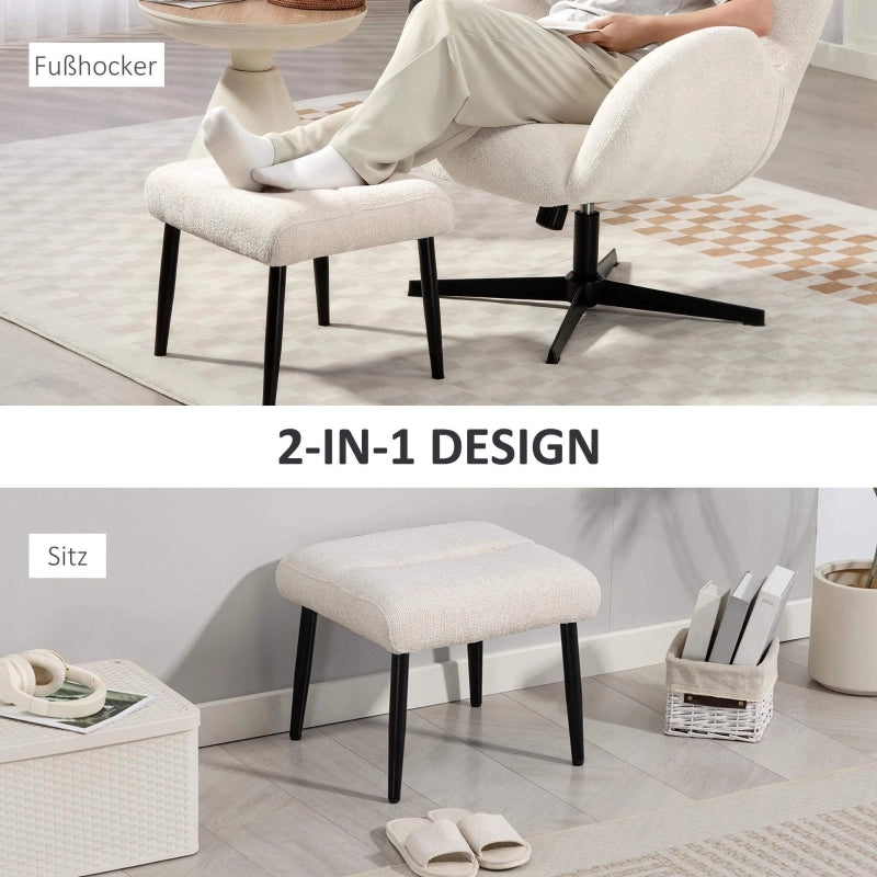 SGABELLO 45 x 41 x 38 cm in poliestere colore bianco crema