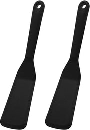 Spata per cucina in silicone - 2 pezzi - Resistente al calore e antiaderente - Nero - Resistenti al lavastoviglie - Ideali per cucinare e cuocere