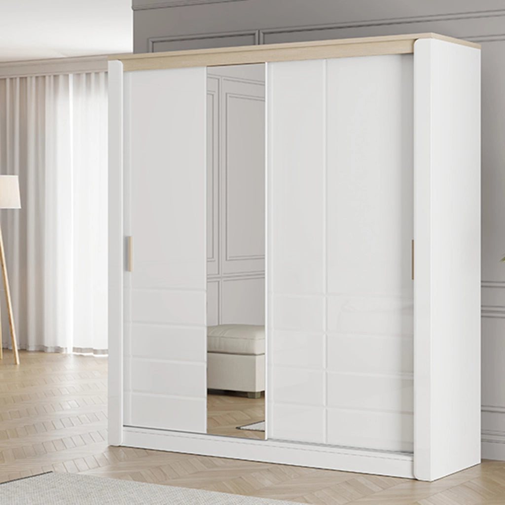 Armadio Camera da Letto Lunenb, Guardaroba 2 Ante 5 Ripiani, 199x217h cm Bianco Opaco