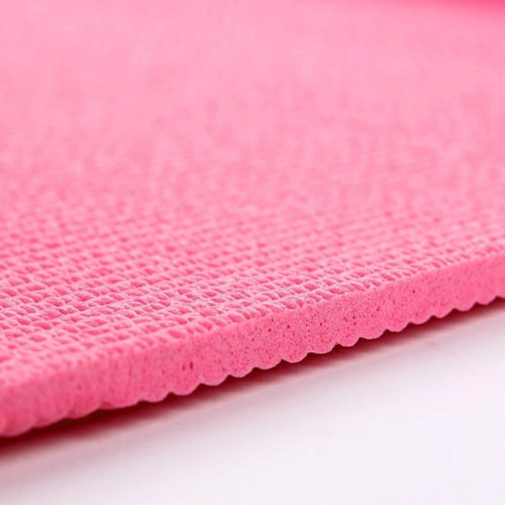 OWIJI Tappetino Yoga Pilates Aerobica Palestra Ginnastica Fucsia PVC Antiscivolo Dimensioni 61 x 173 Spessore 0,5 mm Pieghevole Confortevole Casa Palestra Ufficio