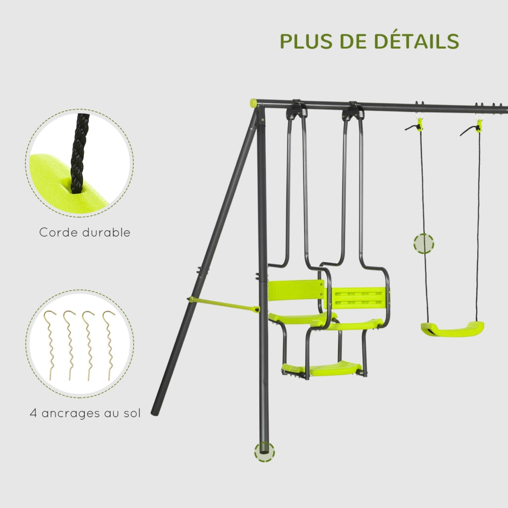 Set Giardino Portico con Altalena ¨C zephmum ¨C Grigio 3.55x1.84x1.86 m