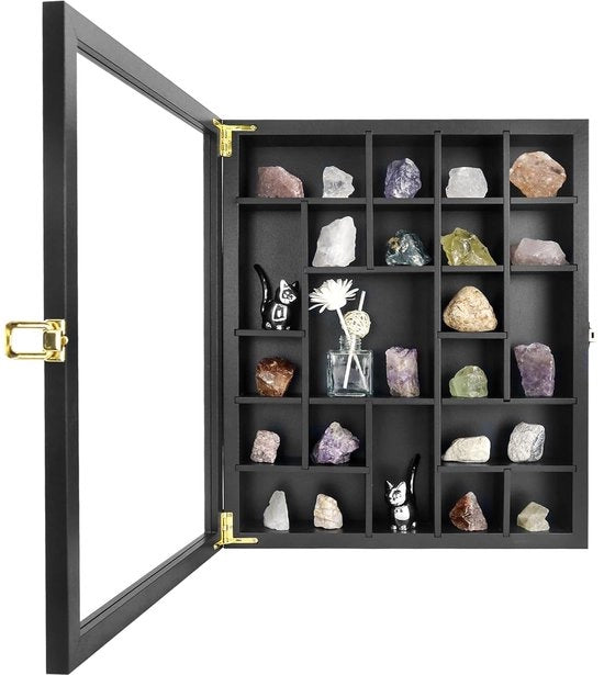 Display per Pietre e Cristalli - Assi Regolabili - 1 pezzo - Legno e Vetro - 13,5