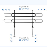 Griglia Divisoria Regolabile 87-135 cm per Trasporto Cani in Auto Nera