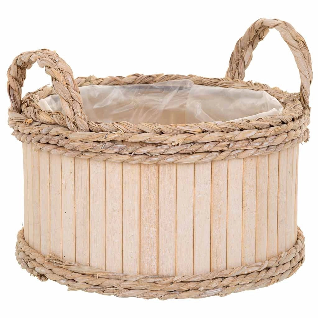 Set di 3 cestini ovali in legno marrone