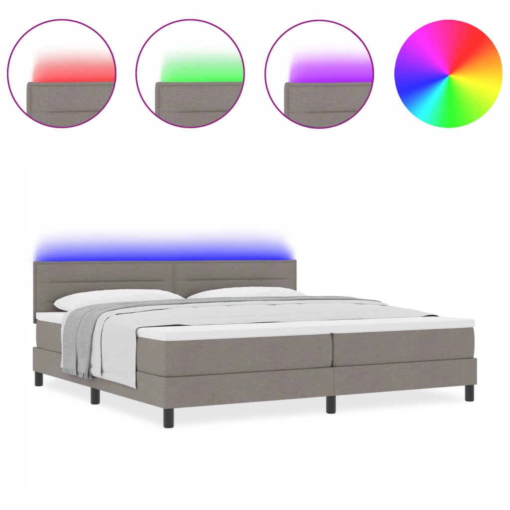 Letto a Rete con Materasso e LED Taupe 200x200 cm Tessuto