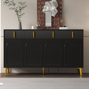 Credenza sideboard nera con 4 ante e 4 cassetti; ripiani regolabili; 140x38x82 cm; in MDF