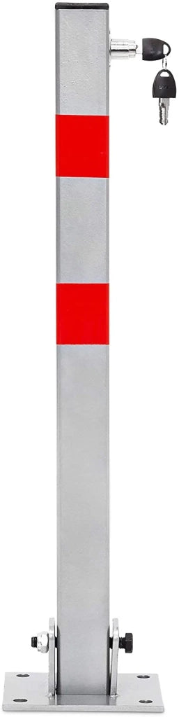 Palo di sbarramento pieghevole per parcheggio auto 65 cm acciaio grigio con strisce rosse 13_0002309
