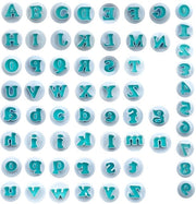 Set di stampi per torta in fondant, 62 pezzi, lettere e numeri, 10 pezzi di stampi numerici per biscotti, forme alfabetiche per torta e biscotti