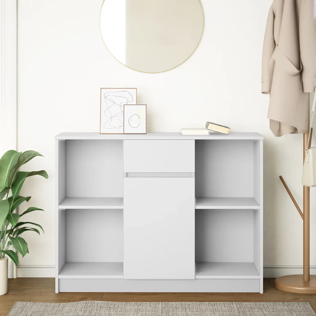 Credenza con Cassetto Bianco 101x35x76 cm in Legno Multistrato 861562