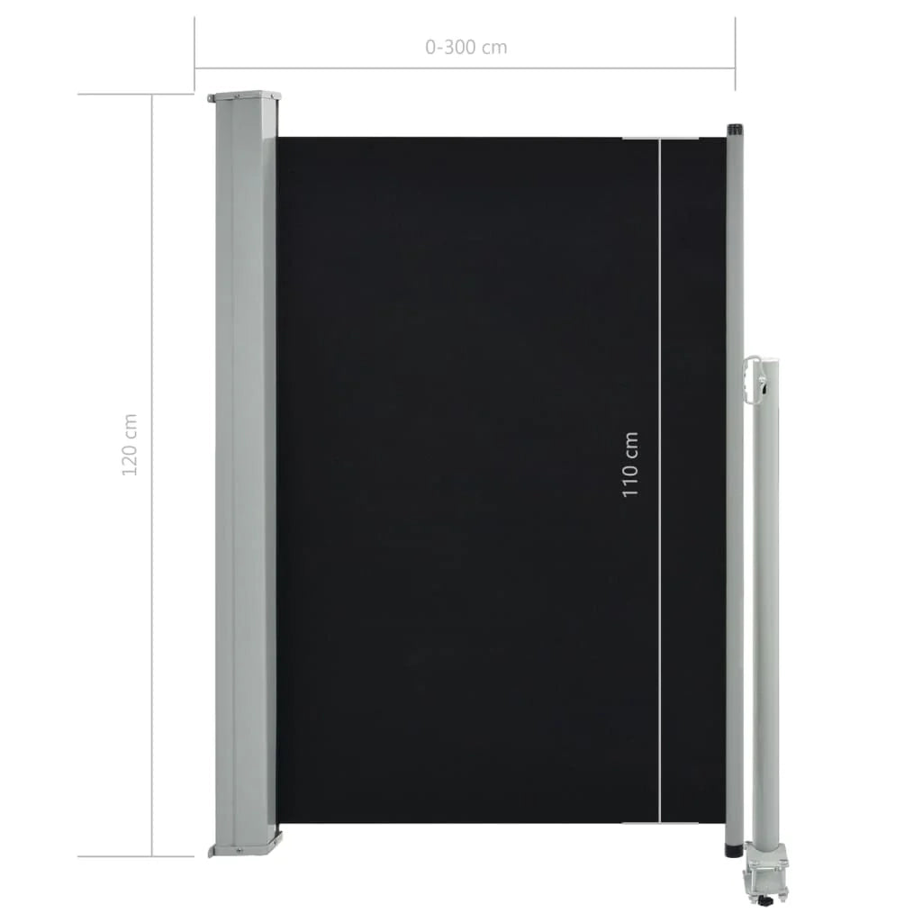 Tenda da sole laterale retrattile/schermo protettivo per patio giardino terrazza balcone 120 x 300 cm nero 02_0007219