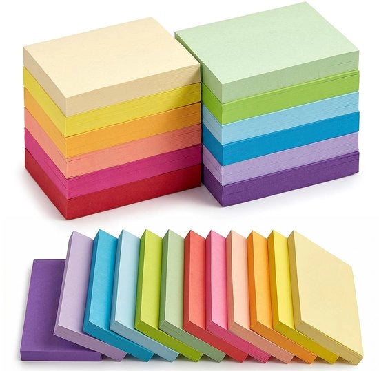 Etichette adesive 12 pezzi - 1200 fogli - Adesivi autoadesivi - Cartoncini colorati - 76 x 127 mm - Prodotti ufficio di alta qualità