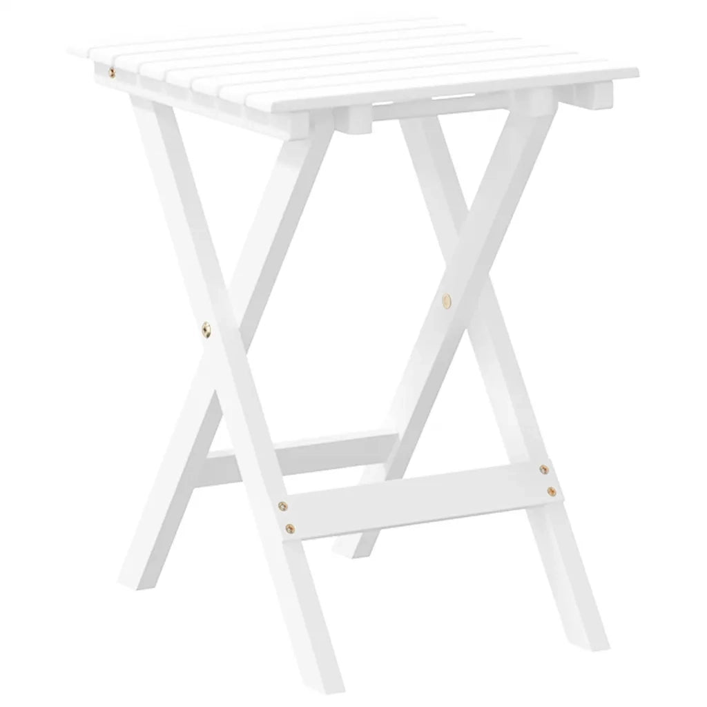 Tavolino Laterale Pieghevole Bianco in Legno Massello di Pioppo 4008873