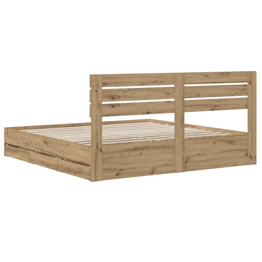 Bed Frame with Storage and Headboard Artisan Oak 180 x 200 cm 3445825
