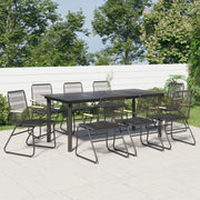 Set da Pranzo da Giardino 9 pz Nero in Rattan PVC 3060278
