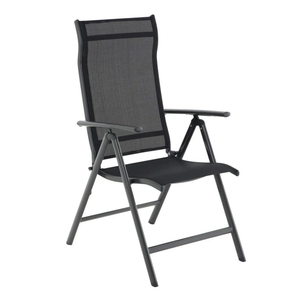 Set di 4 sedie da giardino pieghevoli sedute da esterno robusto telaio in alluminio schienale regolabile in 8 posizioni capacità di carico 150 kg nero 12_0001667