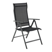 Set di 4 sedie da giardino pieghevoli sedute da esterno robusto telaio in alluminio schienale regolabile in 8 posizioni capacità di carico 150 kg nero 12_0001667
