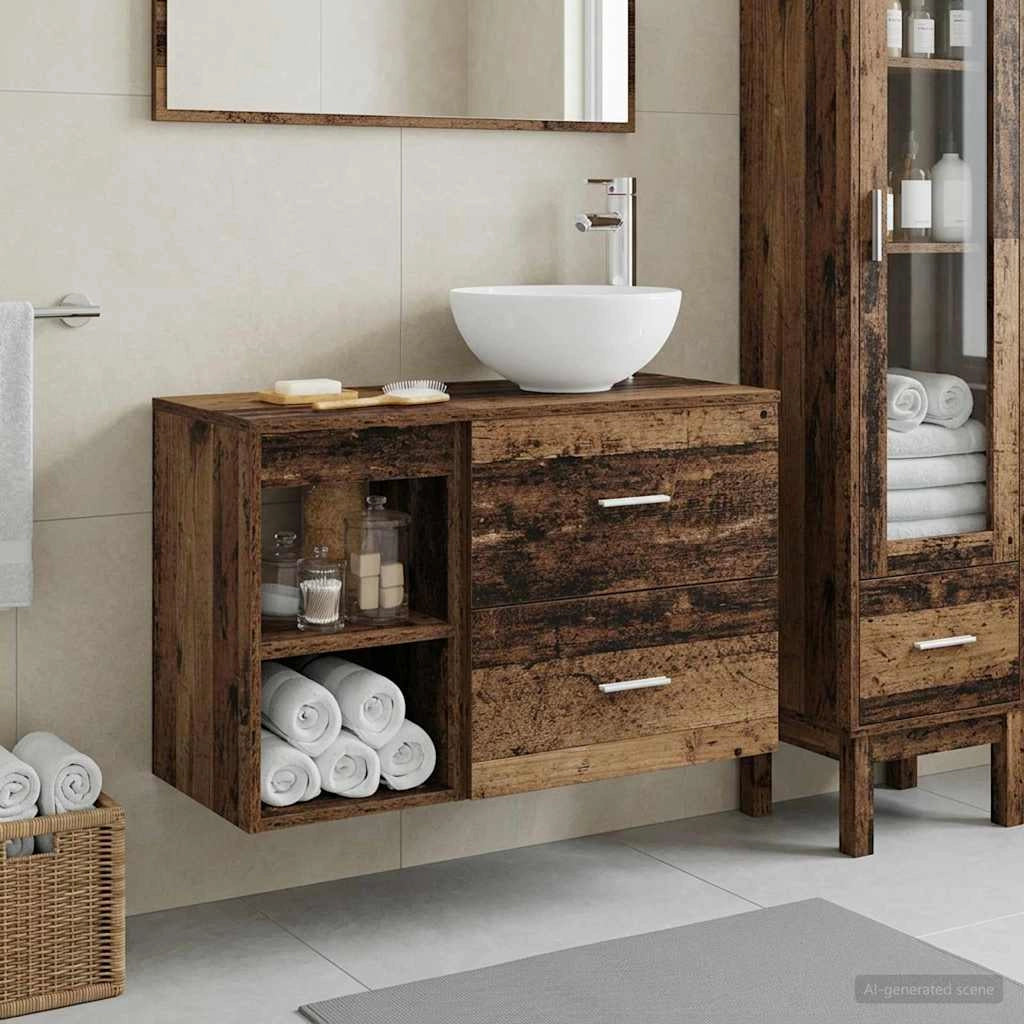 Set di mobili per il bagno 2 pz Legno antico 3403878