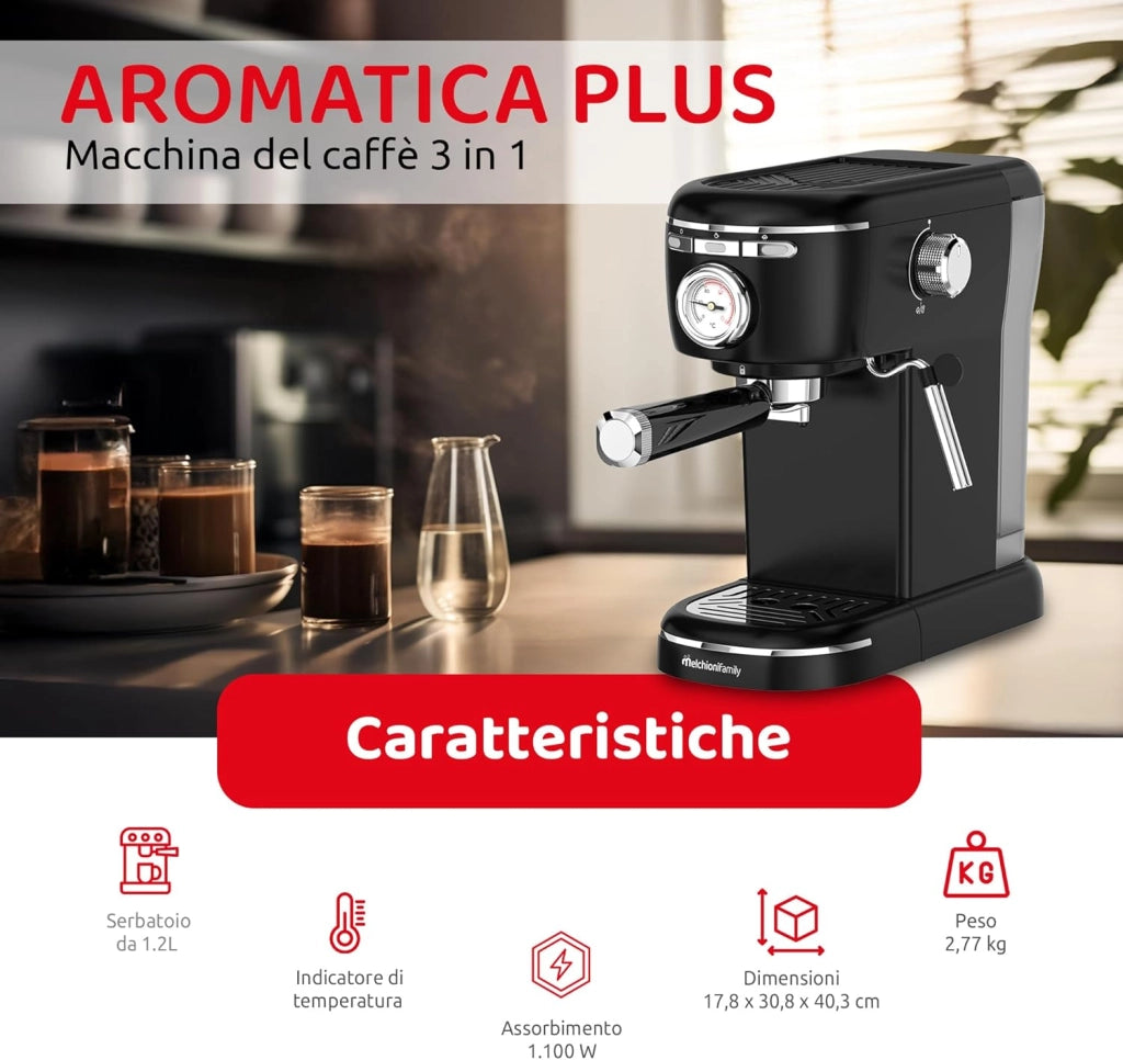 Macchina Caffe Melchioni Family Aromatica Plus 3in1 Nespresso Cialde ese Polvere